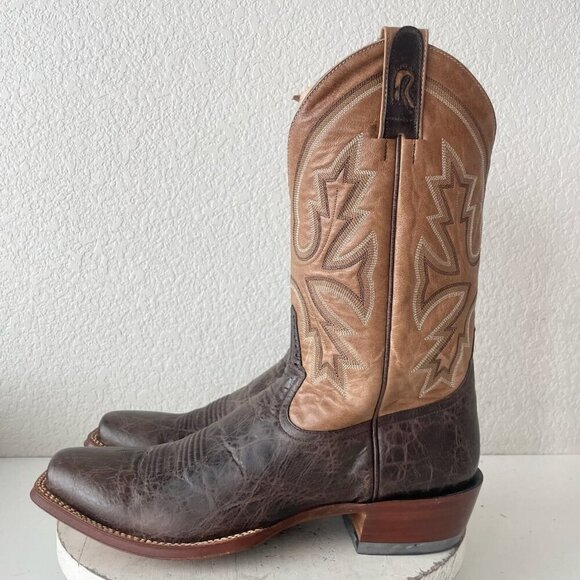 Rod Patrick Mens Cowboy Boots 13.5AAA Antique Mocha Bison Brown Western Blunt - Picture 4 of 12